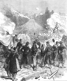 The French Siege of Paris: advanced battery at the Pont de Neuilly, 1871. Creator: C. R.