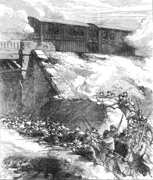 The French Siege of Paris: armour-plated locomotive battery, 1871. Creator: C. R.