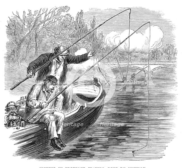 The French Siege of Paris: fishing in troubled waters, Pont de Neuilly, 1871. Creator: Unknown.