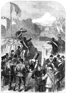 The French Siege of Paris: Masonic Deputation to Versailles going out at the Porte Maillot, 1871. Creator: Unknown