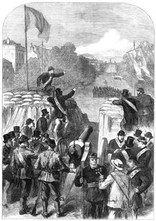 The French Siege of Paris: Masonic Deputation to Versailles going out at the Porte Maillot, 1871. Creator: Unknown