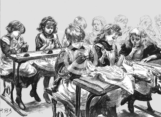 ''The Free Education Act -- The Sewing Class of Elder Girls', 1891. Creator: Paul Charles Renouard.