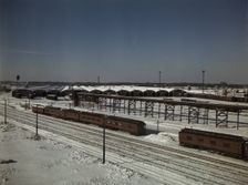 The freight house at a Chicago and Northwestern Railroad yard, Chicago, Ill., 1942. Creator: Jack Delano