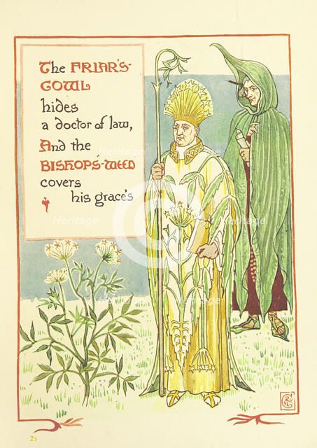 The Friar's Cowl hides a doctor of law, And the Bishop's-Weed covers his grace's, 1899. Creator: Walter Crane.