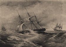 The frigate Kreiser and the sloop Ladoga at the coast of America 1823, 1900s-1910s. Artist: Anonymous