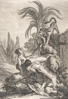 The Frightened Naïad (Une naïade échevelée recule d'efroi à la vue d'un lion), ca. 1740., Creator: Jean-Baptiste-Marie Pierre