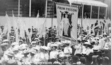 The From Prison to Citizenship banner on the Women's Coronation Procession, London, 1911. Creator: Unknown