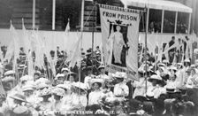 The From Prison to Citizenship banner on the Women's Coronation Procession, London, 1911. Creator: Unknown