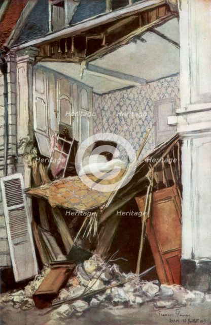 'The Front of a House', Arras, France, 23 July 1915, (1926).Artist: Francois Flameng