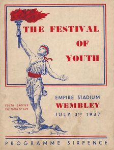The front cover of the programme for The Festival of Youth, 1937