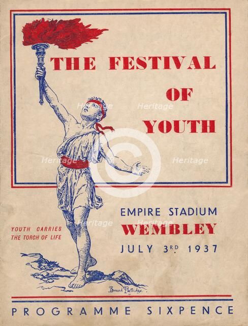 The front cover of the programme for The Festival of Youth, 1937. Artist: Unknown.