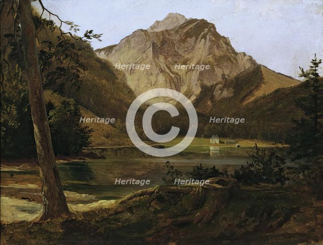 The front Langbathsee with the Höllengebirge, 1828/1830. Creator: Friedrich Gauermann.