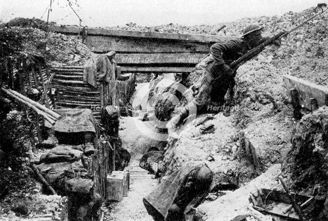 The front line at Ovillers, Battle of the Somme, Picardy, France, July 1916 (1935). Artist: Unknown