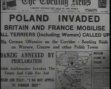The Front Page of the Evening News on Friday September the First Reading POLAND..., 1939. Creator: British Pathe Ltd