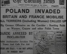 The Front Page of the Evening News on Friday September the First Reading POLAND..., 1939. Creator: British Pathe Ltd