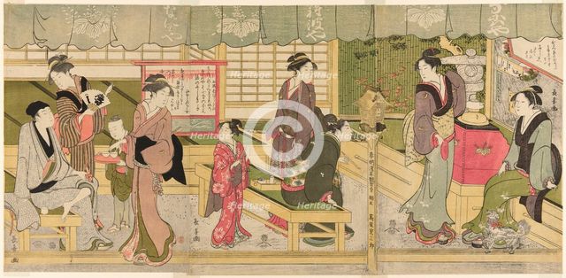 The Front Room of the Naniwaya (Naniwaya misesaki), c. 1800. Creator: Eishosai Choki.