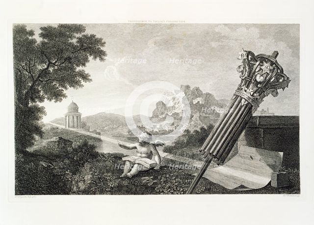 The frontispiece to Dr Brook Taylor's "Perspective of Architecture", 1760. Creator: William Woollett.