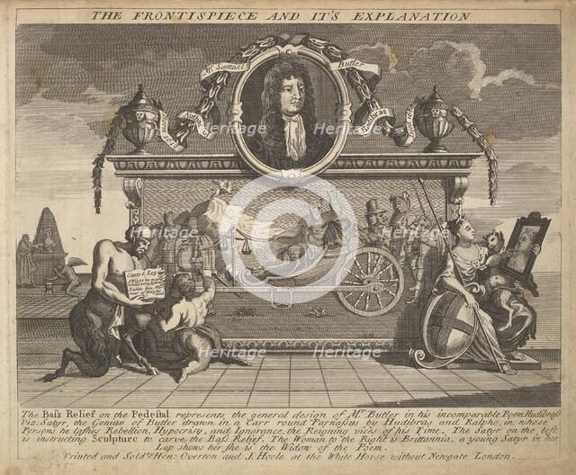 The Frontispiece and Its Explanation (Plate 1: Illustrations to Samuel Butler's Hud..., 1725-30 (?). Creator: William Hogarth.