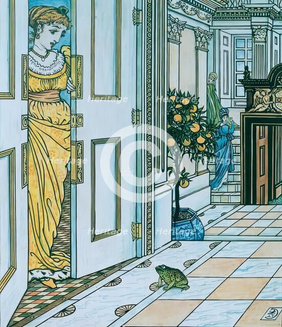 The Frog asks to be allowed to enter the Castle - Illustration for 'The Frog Prince', c1874. Creator: Walter Crane.