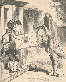 The Frog Footman delivers the invitation 1889. Artist: John Tenniel