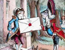 The Frog Footman delivers the invitation c1910. Artist: John Tenniel