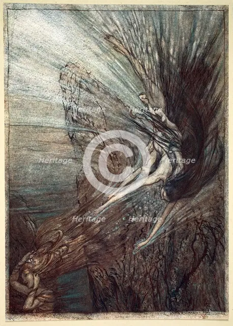 'The frolic of the Rhine-Maidens', 1910.  Creator: Arthur Rackham.