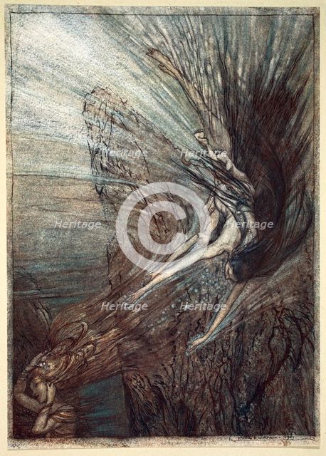 'The frolic of the Rhine-Maidens', 1910.  Creator: Arthur Rackham.