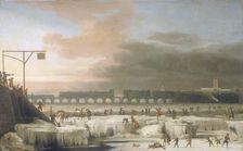 The Frozen Thames 1677. Artist: Abraham Hondius