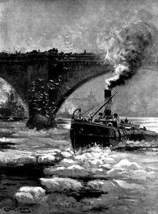 The Frozen Thames: a study at London Bridge, looking east, 1895. Creator: George Meisenbach