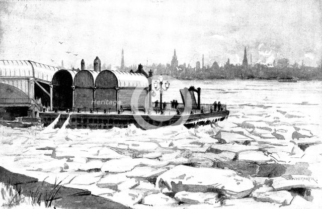 The Frozen Mersey: looking from Birkenhead to Liverpool, 1895. Creator: George Meisenbach.
