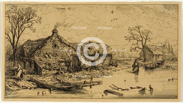 The Frozen Pond, 1845. Creator: Charles Emile Jacque.