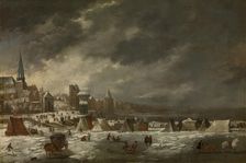 The Frozen Scheldt in Antwerp, 1670. Creator: Jan Peeters