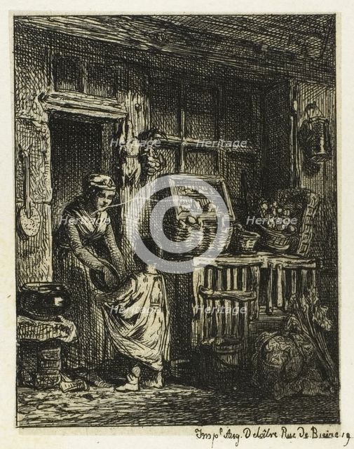 The Fruit Merchant and the Child, 1844. Creator: Charles Emile Jacque.