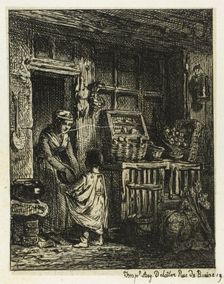 The Fruit Merchant and the Child, 1844. Creator: Charles Emile Jacque