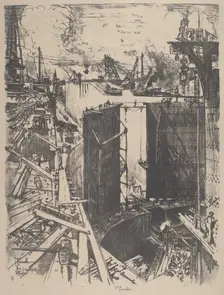 The Guard Gate, Gatun Lock, 1912. Creator: Joseph Pennell