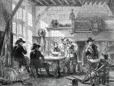 The Guard Room - painted by L. Haghe, 1850. Creator: Walter Mason