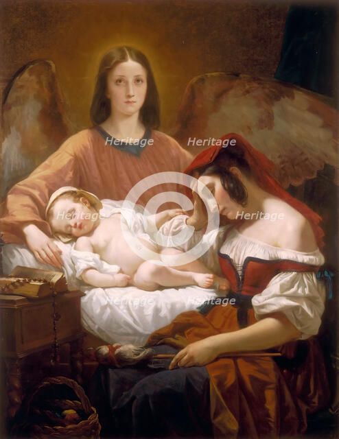 The Guardian Angel. Artist: Decaisne, Henri (1799-1852)