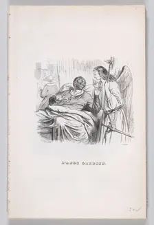 The Guardian Angel from The Complete Works of Béranger, 1836. Creator: Cherrier