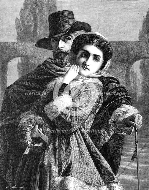 "The Guardian," by A. Elmore, R.A., in the Winter Exhibition at the French Gallery, Pall-Mall, 1865. Creator: W Thomas.