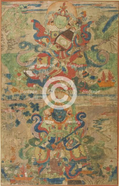 The Guardian Generals of the Directions (Lokapalas) Dhritarashtra..., early 17th century. Creator: Anon.