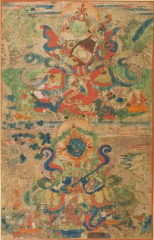 The Guardian Generals of the Directions (Lokapalas) Dhritarashtra..., early 17th century. Creator: Anon