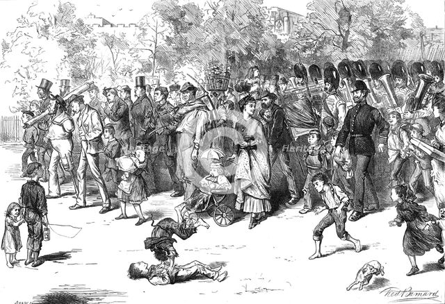 The Guards' Band in St. James's Park, 1870. Creator: Joseph Swain.