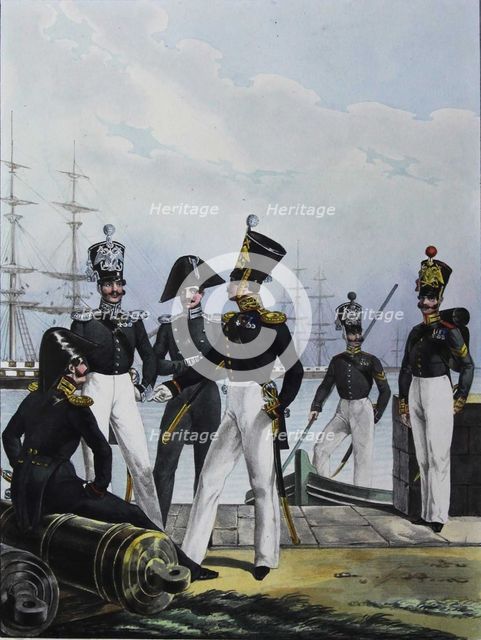 The Guards Équipage Artillery Company and Guards Cargo Company, 1829. Artist: Belousov, Lev Alexandrovich (1806-1864)