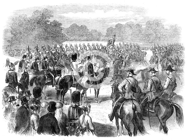 The Guards' Parade at the Horse Guards in honour of the Queen's Birthday, 1869. Creator: Unknown.