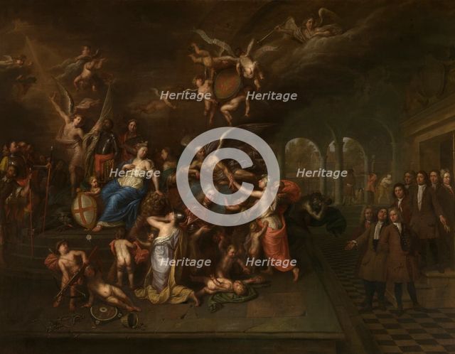 The Guild of the Young Albarest Venerates the Portrait of the Dean Karel de Cordes, 1713. Creator: Hendrick Govaerts.