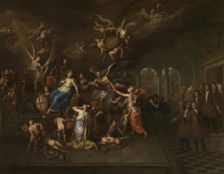 The Guild of the Young Albarest Venerates the Portrait of the Dean Karel de Cordes, 1713. Creator: Hendrick Govaerts