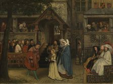The Guild of the Archers Welcomes Margaret of Austria, c1490, 1860. Creator: Jan August Hendrik Leys