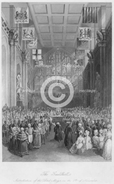 'The Guildhall. Installation of the Lord Mayor on the 8th of November', c1841. Artist: Henry Melville.