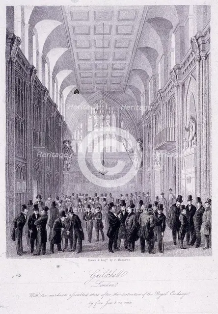 The Guildhall, London, 1838. Artist: C Matthews