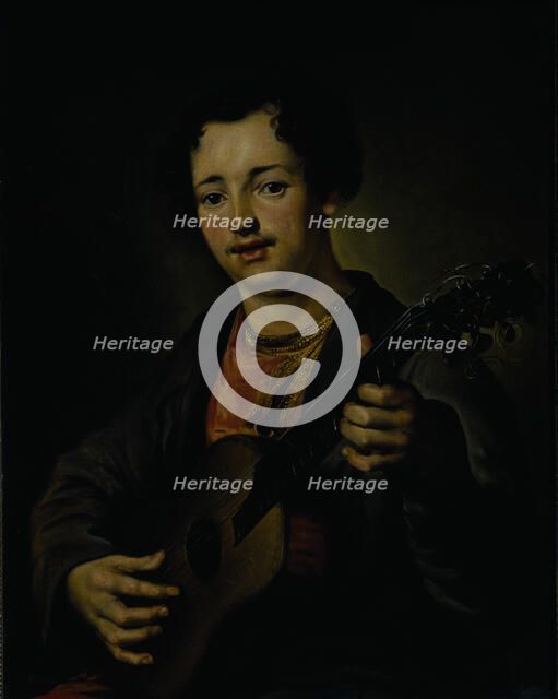 The Guitar Player, 1850s. Artist: Perov, Vasili Grigoryevich (1834-1882)